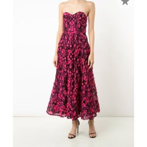 Marchesa Notte Strapless 3D Floral Dress size 4